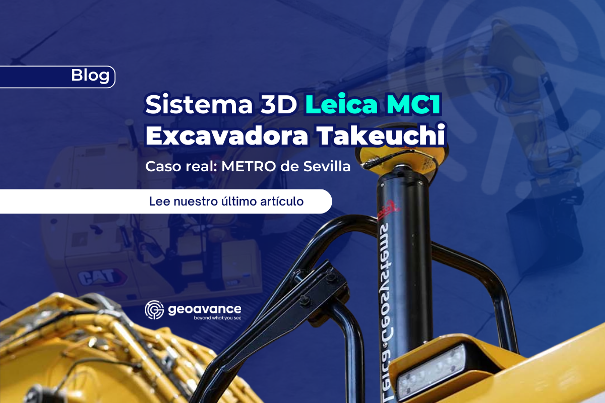 Instalación sistema 3D Leica MC1 en excavadora Takeuchi obras Metro Sevilla por equipo GEOAVANCE